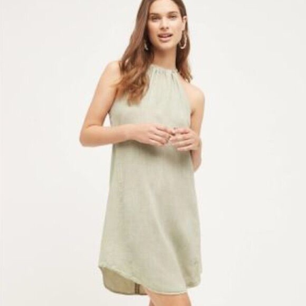 Anthropologie Cloth and Stone High Tide Halter Tunic Safari Green Dress Size S